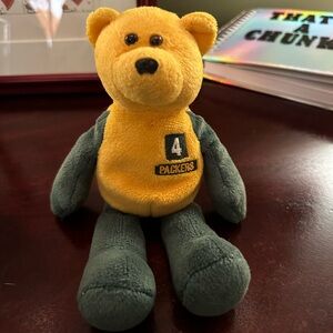Ty Brett Favre Packers Plush Bear - Yellow and Green